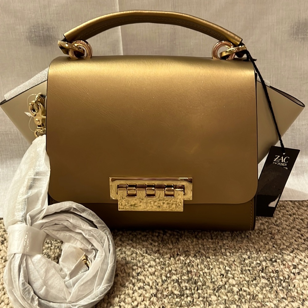 Zac posen eartha bag metallic handbag with shoulder strap